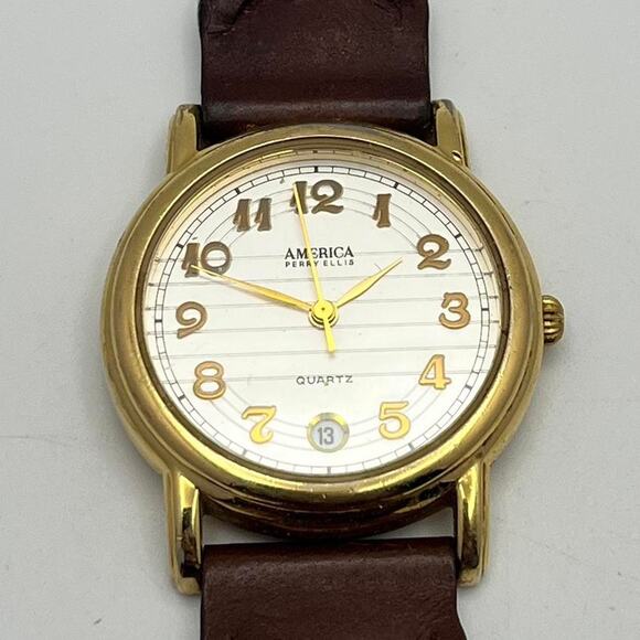 Gold brown Perry Ellis watch - Picture 1 of 3